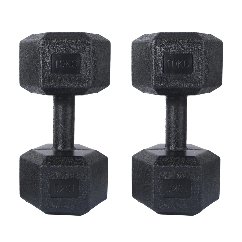 1 Set of 10Kg Hexagonal Rubberized Dumbbell Men's Fitness Training Arm Muscle Dumbbell Dumbbells Exercise Fitness With Connector(Black)