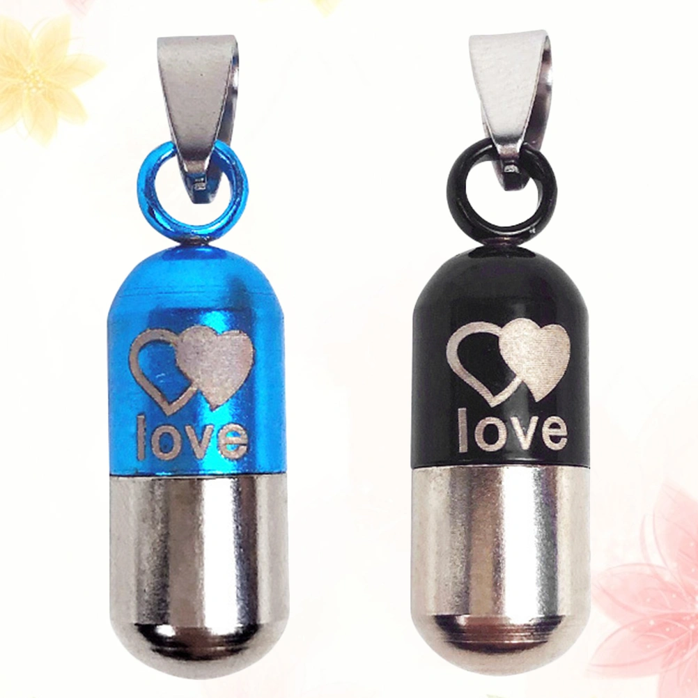 2pcs Bullet Shaped Pet Collar Hanging Pendant Pet Identity Address Plate Pet Anti-Lost Hanging Pendant Decoration for Pet (Black, Blue)