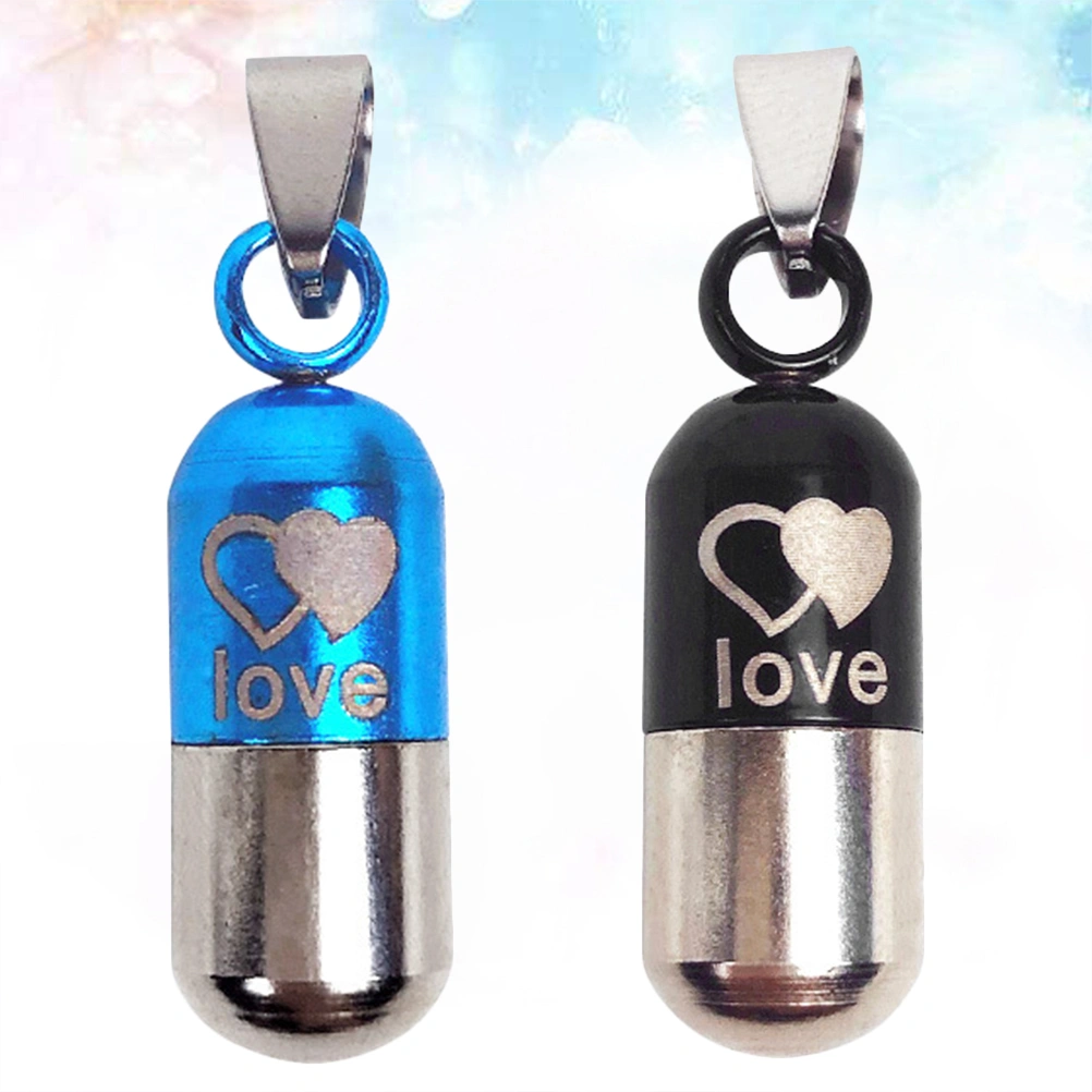 2pcs Bullet Shaped Pet Collar Hanging Pendant Pet Identity Address Plate Pet Anti-Lost Hanging Pendant Decoration for Pet (Black, Blue)