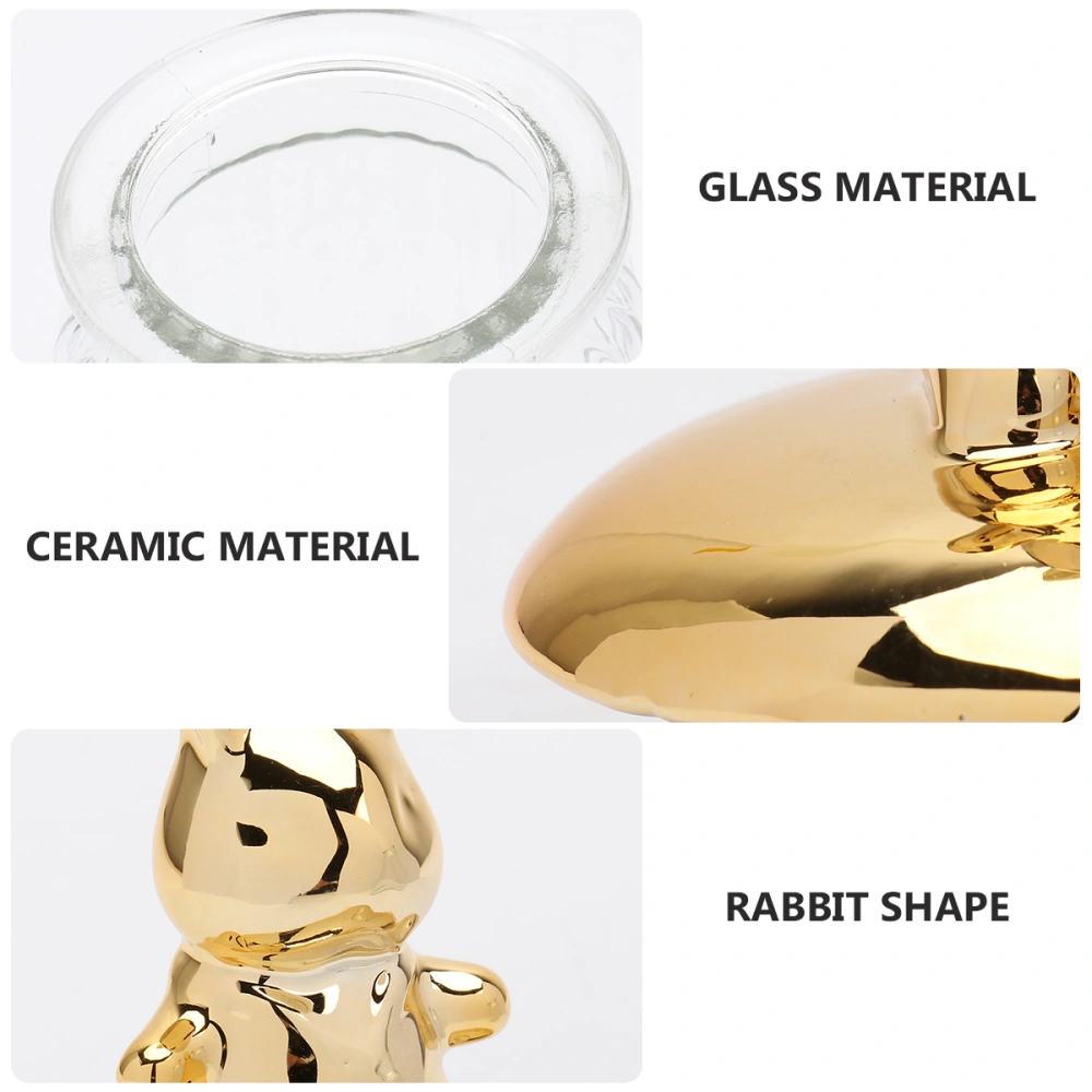 1Pc Glass Storage Canister Transparent Tea Canisters Sealing Canisters (Rabbit)