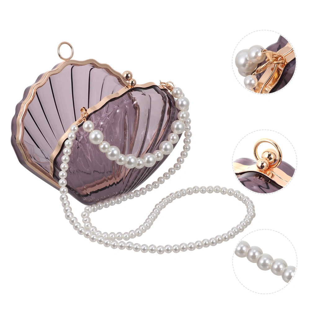 1PC Acrylic Shell Shape Crossbody Bag Manmade Pearl Decor Strap Bag for Women