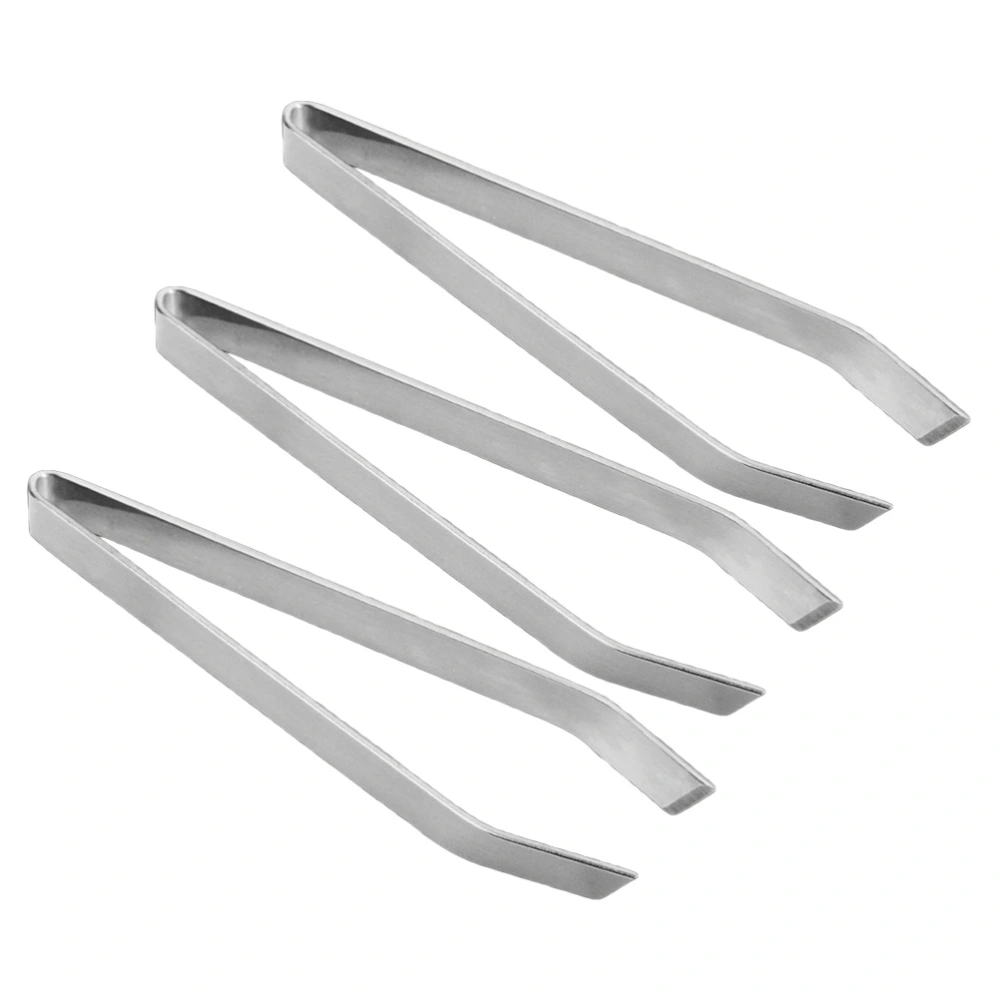 3 Pcs Fish Bone Tweezers Handmade Precision Tweezers Stainless Steel Tweezers Pig Hair Removal Tool Kitchen for Restaurant Home -Flat Tip(Silver)