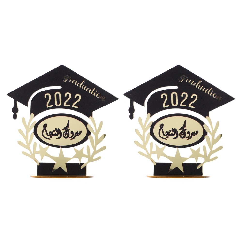 2pcs Graduation Theme Cake Plug-in 2022 Baking Cake Decoration Cake Inserts