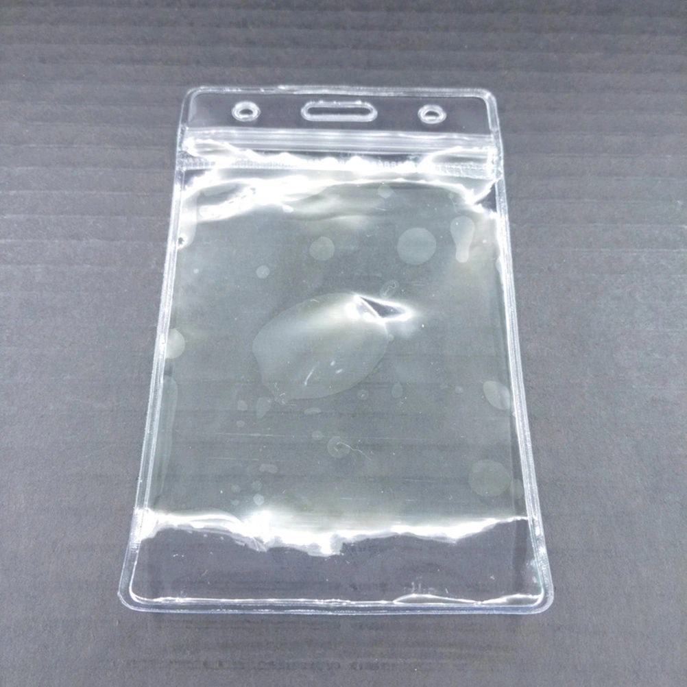 10pcs Transparent Waterproof PVC Business ID Badge Holder for Office School (Vertical Type)