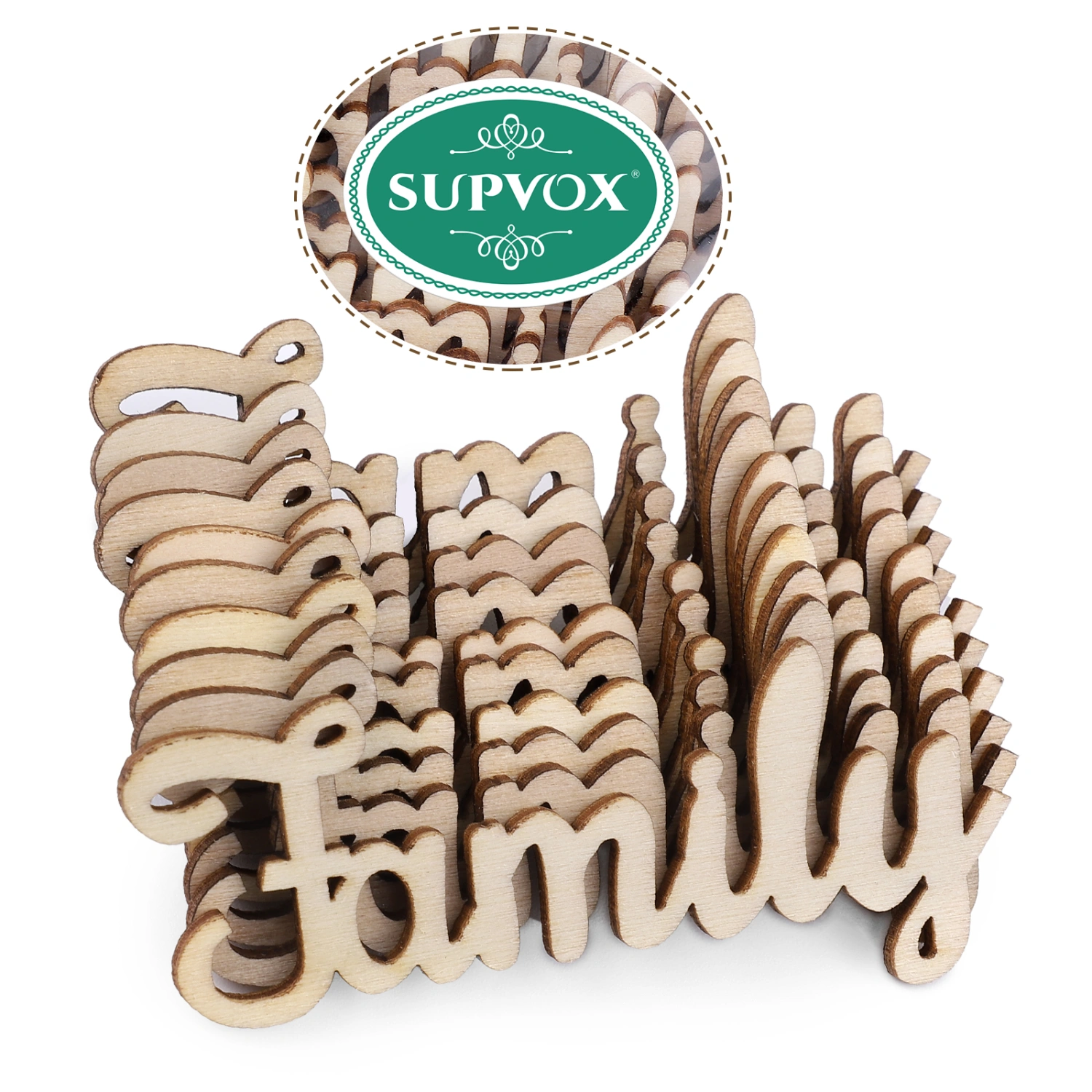 Supvox 10pcs Wooden Family Letters Unfinished Wood Signs Rustic Family Design Wood Chips Family Word Alphabet Scripts for Arts Crafts DIY Decoration