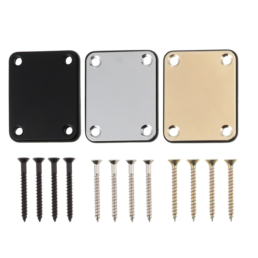 3PCS Guitar Neck Plate Replacement Alloy Neck Joint Mounting Plate for Bass