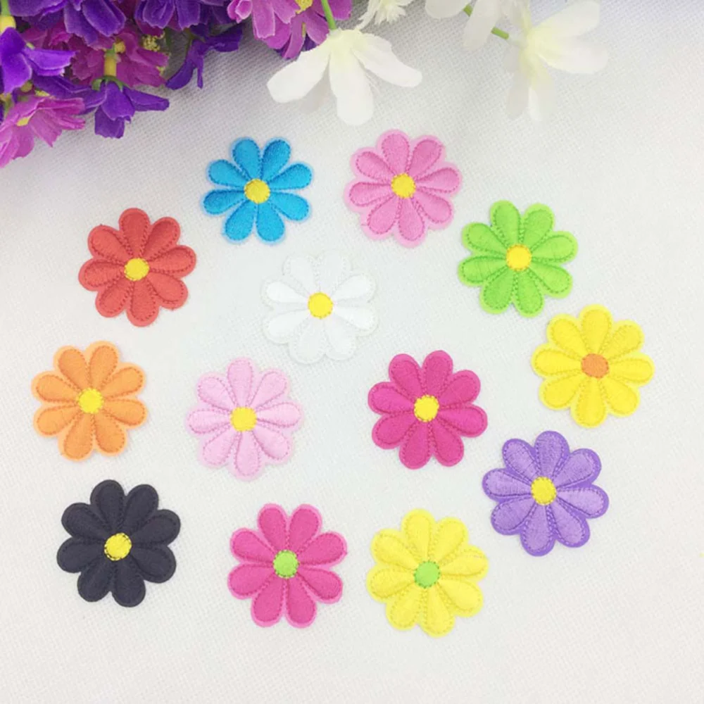 20 Pcs Adhesive Patches Embroidery Applique Patches Sunflowers Iron on Patches for DIY Costume Backpack Jeans Jackets Clothing (Yellow, Black, White, Red, Light Purple, Lake Blue, Fruit Green, Light Pink, Rose Green, Orange)