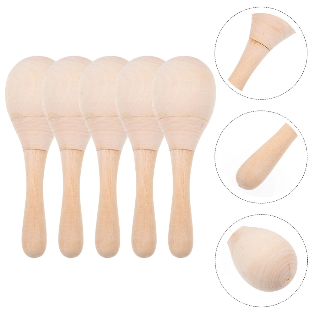 5Pcs Wooden Sand Hammers Blank Kids Painting Funny Percussion Instruments