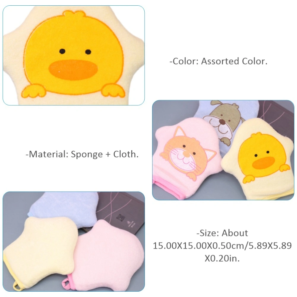 3pcs Cartoon Baby Bathing Sponge Gloves Baby Bath Sponge Assorted Color