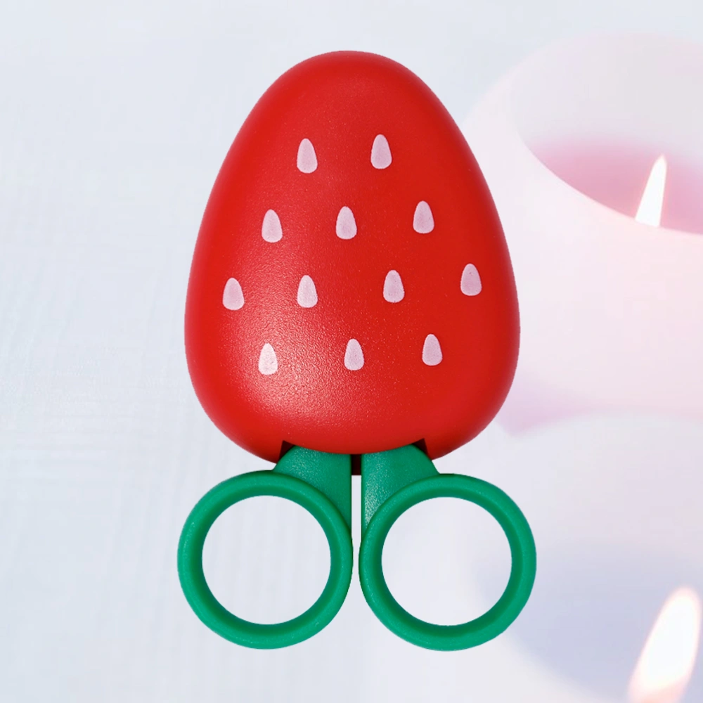 Strawberry Shape Creative Fruit Shape Scissors Refrigerator Paste Art Scissors Stainless Steel Children Safety Iron Suction Scissors Red Color