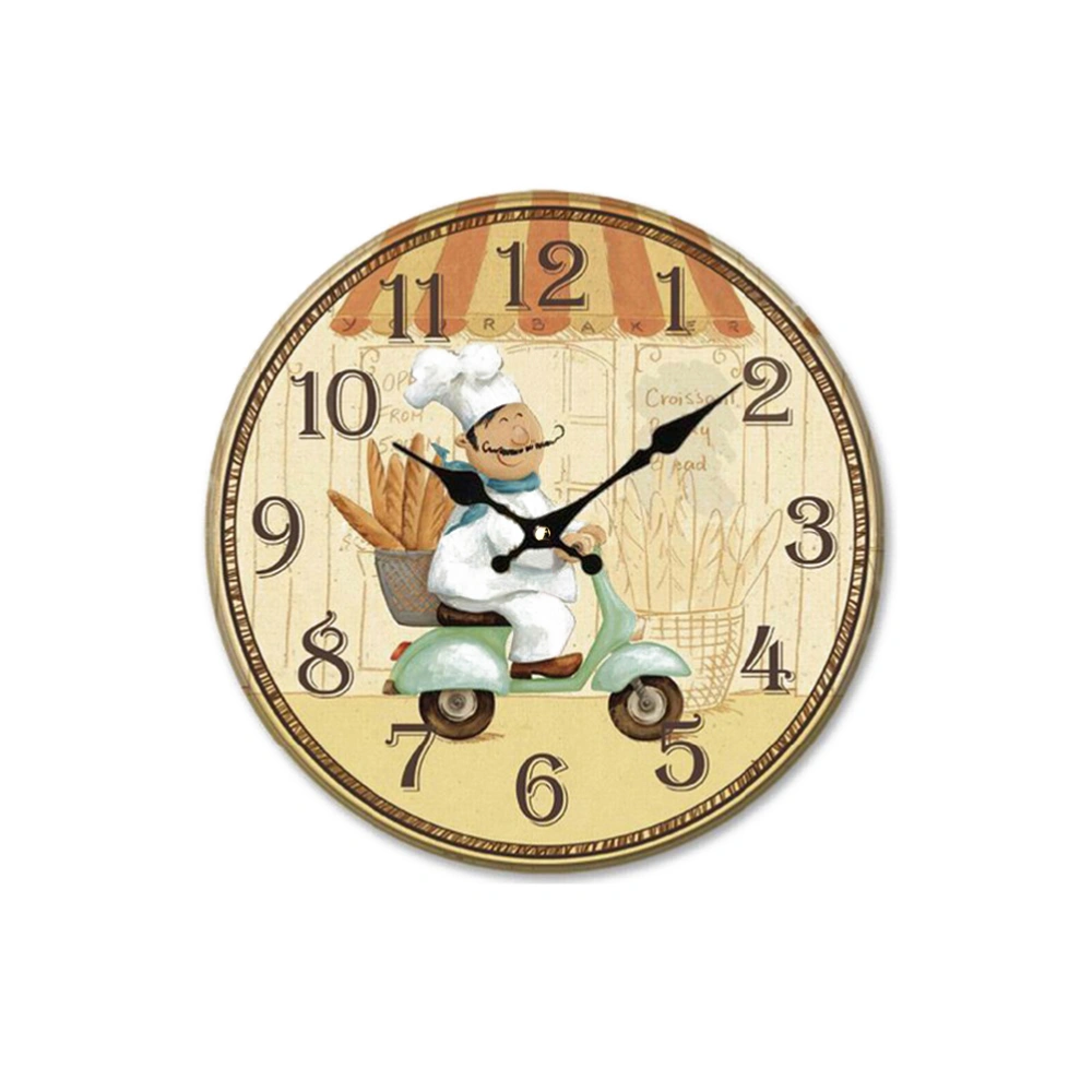 European Rural Countryside Kitchen Wall Clock Home Decor Mute Minimalist Decor Round Wooden Clocks Living Room Bedroom