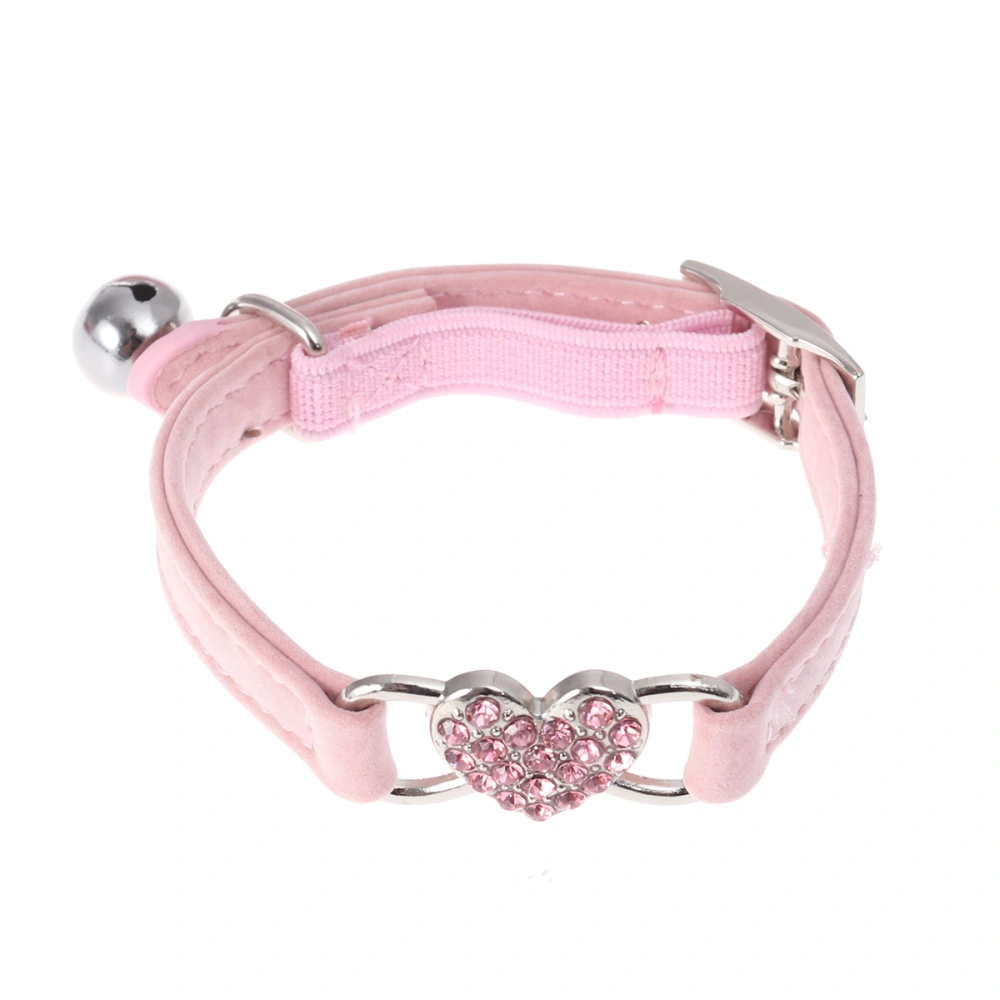 Pile Coating Pet Collar Adjustable Peach Heart Design Personalized Collars for Dog and Cat (Light Pink)