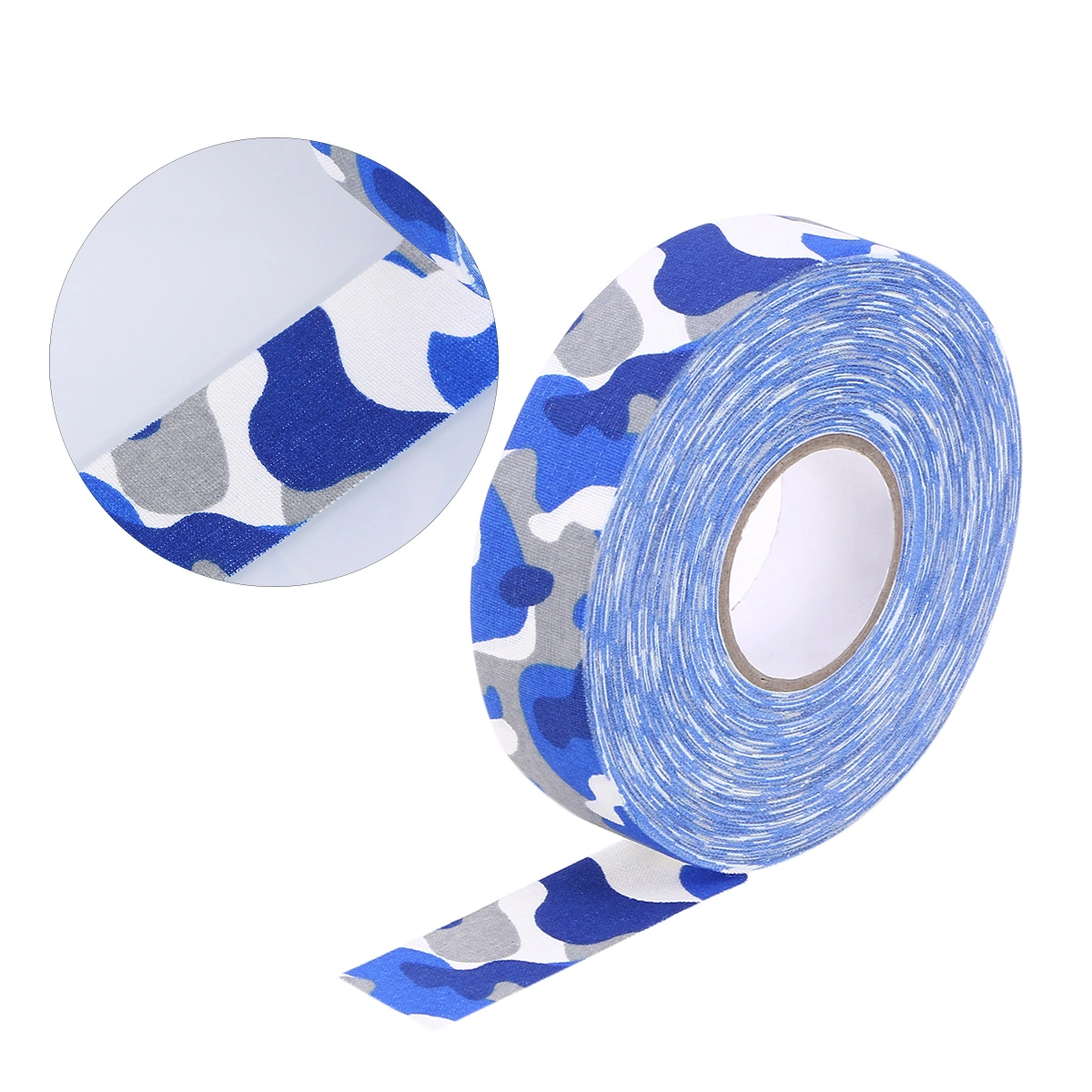 2.5cmx25m Hockey Stick Tape Camouflage Pattern Sticky Tape Anti-slip Wear-resistant Sports Waterproof Tape Hockey Stick Wrapper (Blue)