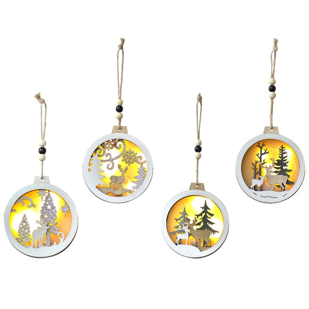 4pcs Christmas Style Pendants Hanging Flash Pendant Wooden Pendent Accessories