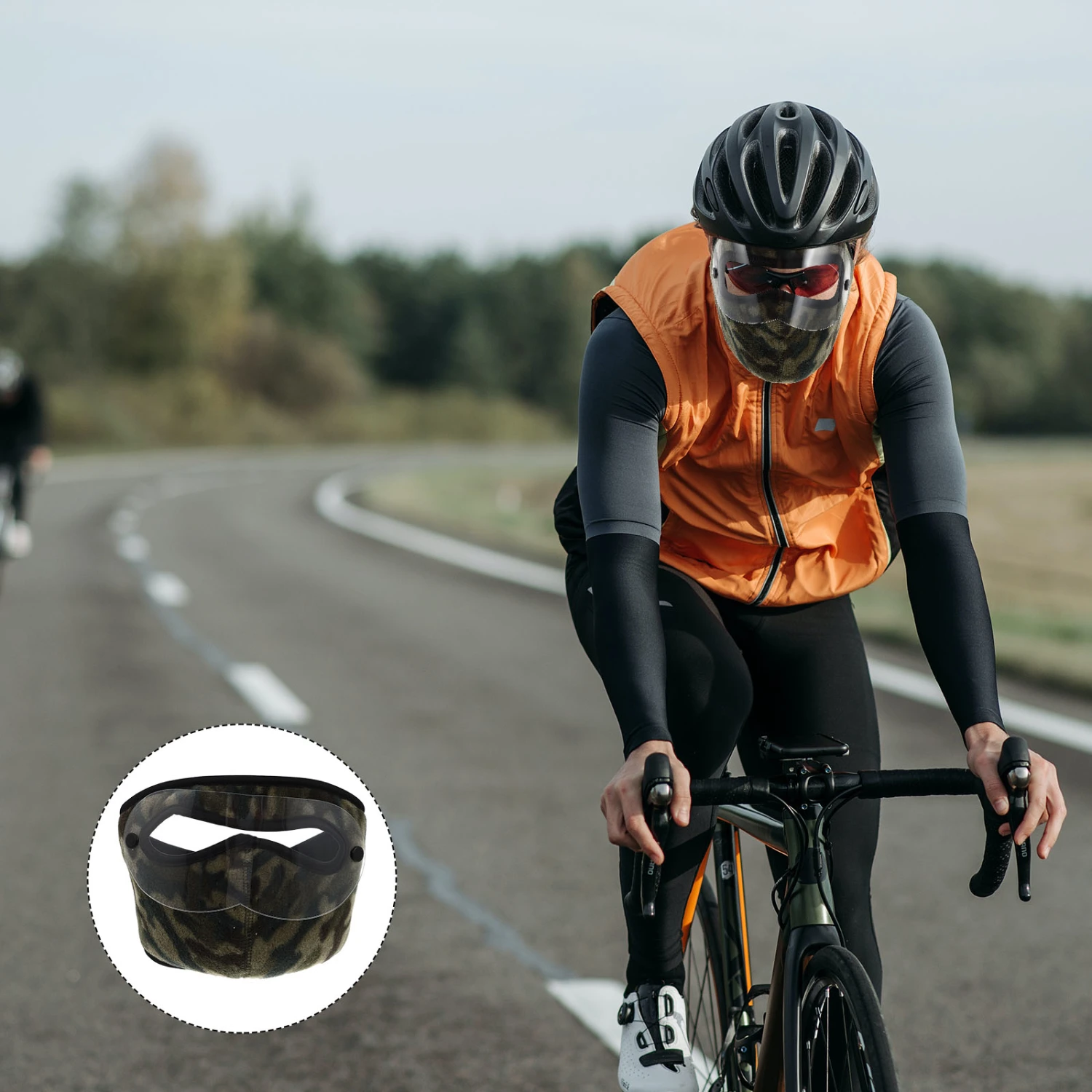 2Pcs Cycling Face Cover with Goggle Warm Keeping Face Muff Goggle Face Cover