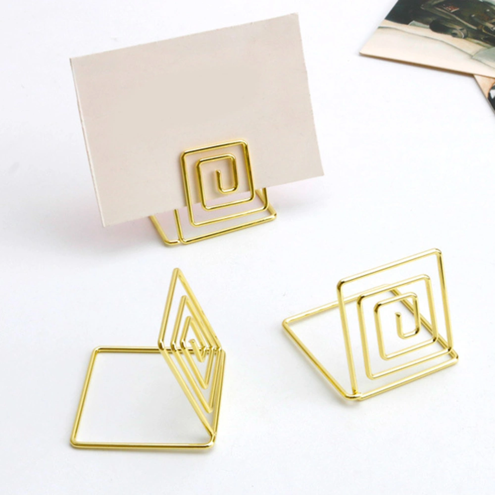 10pcs Square Memo Photo Holder Metal Paper Holders Note Clips for Wedding Party Table Decoration (Gold)