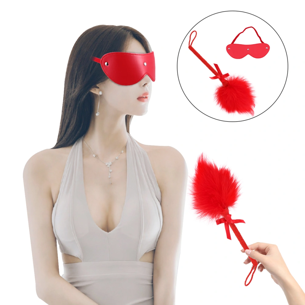 2pcs Flirting Feather Stick and Blindfold Eye Mask Sexual Spank Toy Kit