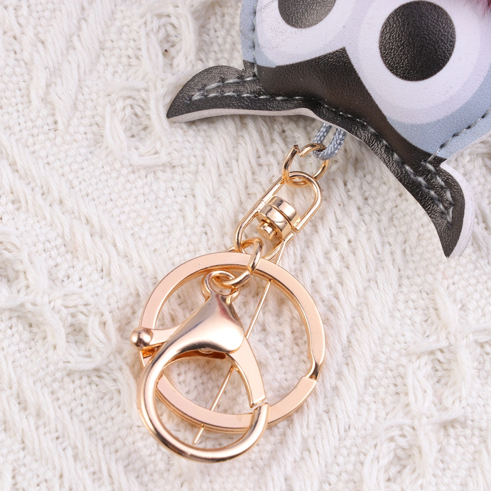 Owl Shape Keychain Key Chain Pendant Decor Keychain Gifts for Bag Car Key (Two-tone Claret)