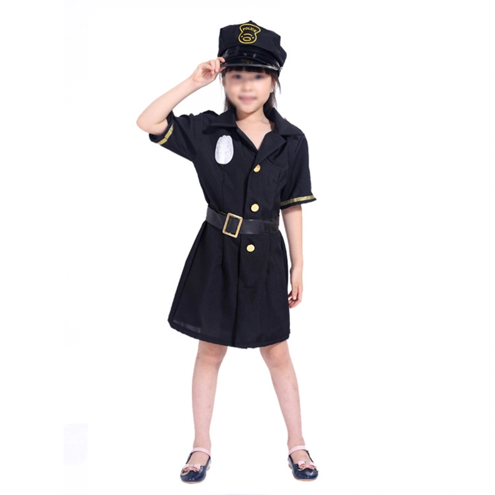 1 Set Halloween Police Officier Uniform Set Pretty Role Play Clothing Suit Set Funny Party Uniform Costume Set without for Girls (XL, 11-14 Years Old)