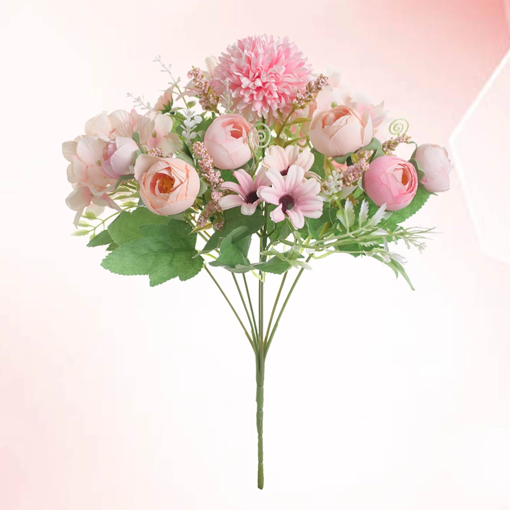 Assorted Flower Bud Artificial Flower Bundle Photography Prop for Bouquet Home Office Wedding Decoration (Light Pink)