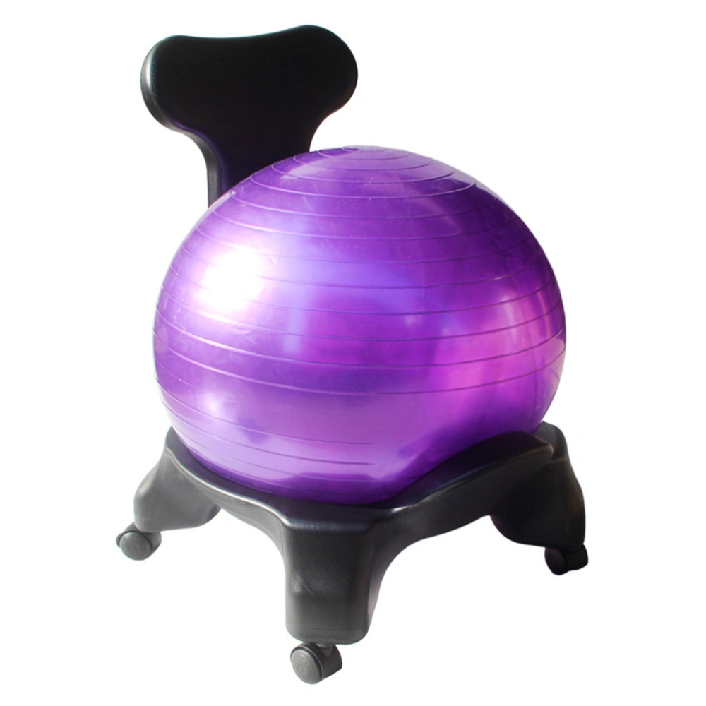 Classic Yoga Ball Chair Balance Ball Chair with Back Support & 55CM Stability Ball Exercise Guide for Home or Office (Random Color)