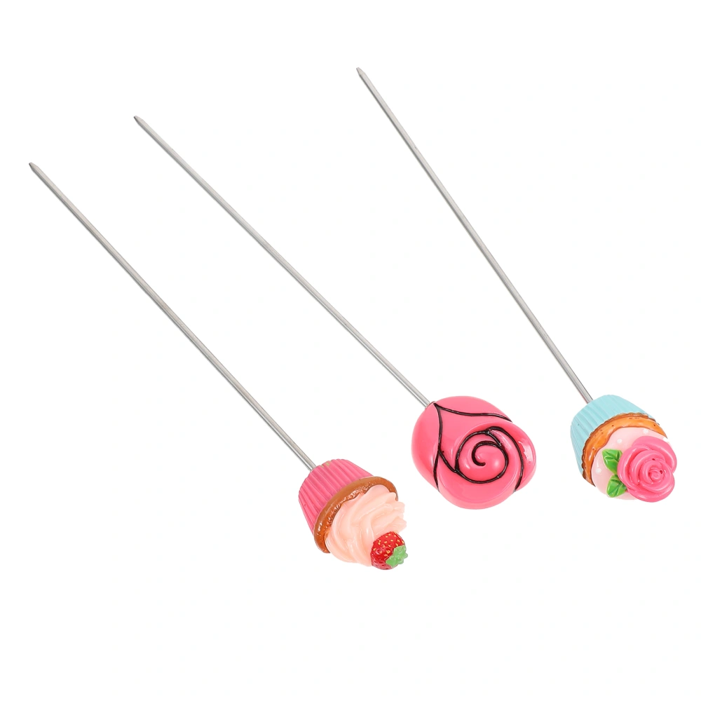 3Pcs Stainless Steel Cake Probes Bread Baking Test Needles for Baking (Rosy)