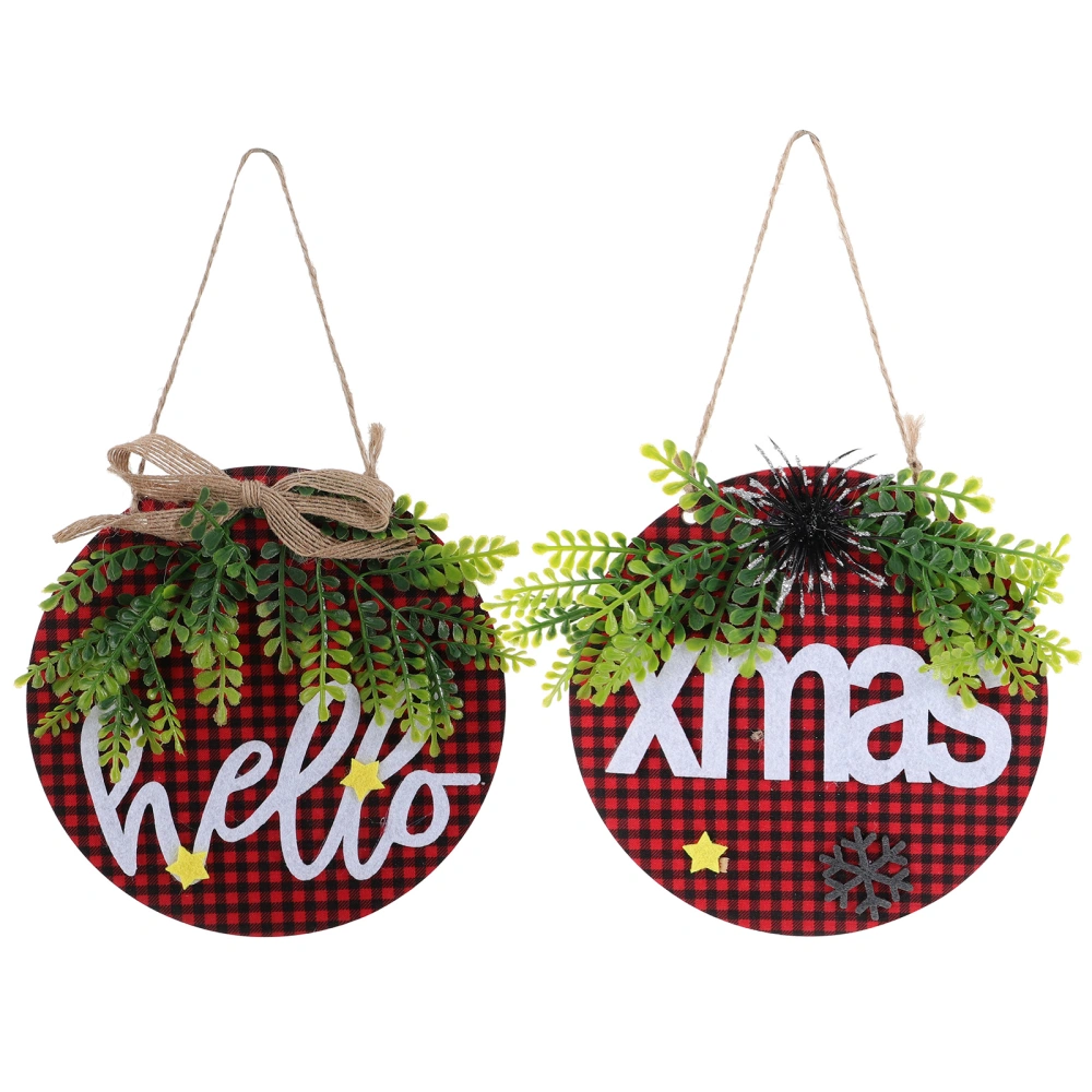 2pcs Christmas Door Sign Decor Pretty Wall Hanging Decoration Tree Ornament