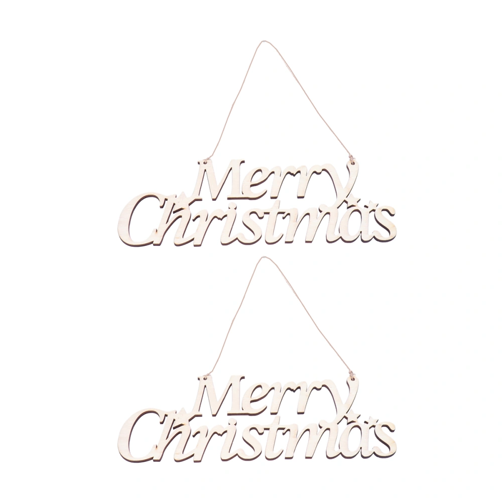 2pcs Merry Christmas Hanging Decor Wooden Letter Door Hanging Ornaments Craft Gifts Christmas Tree Decor Pendants (140307 Pattern)