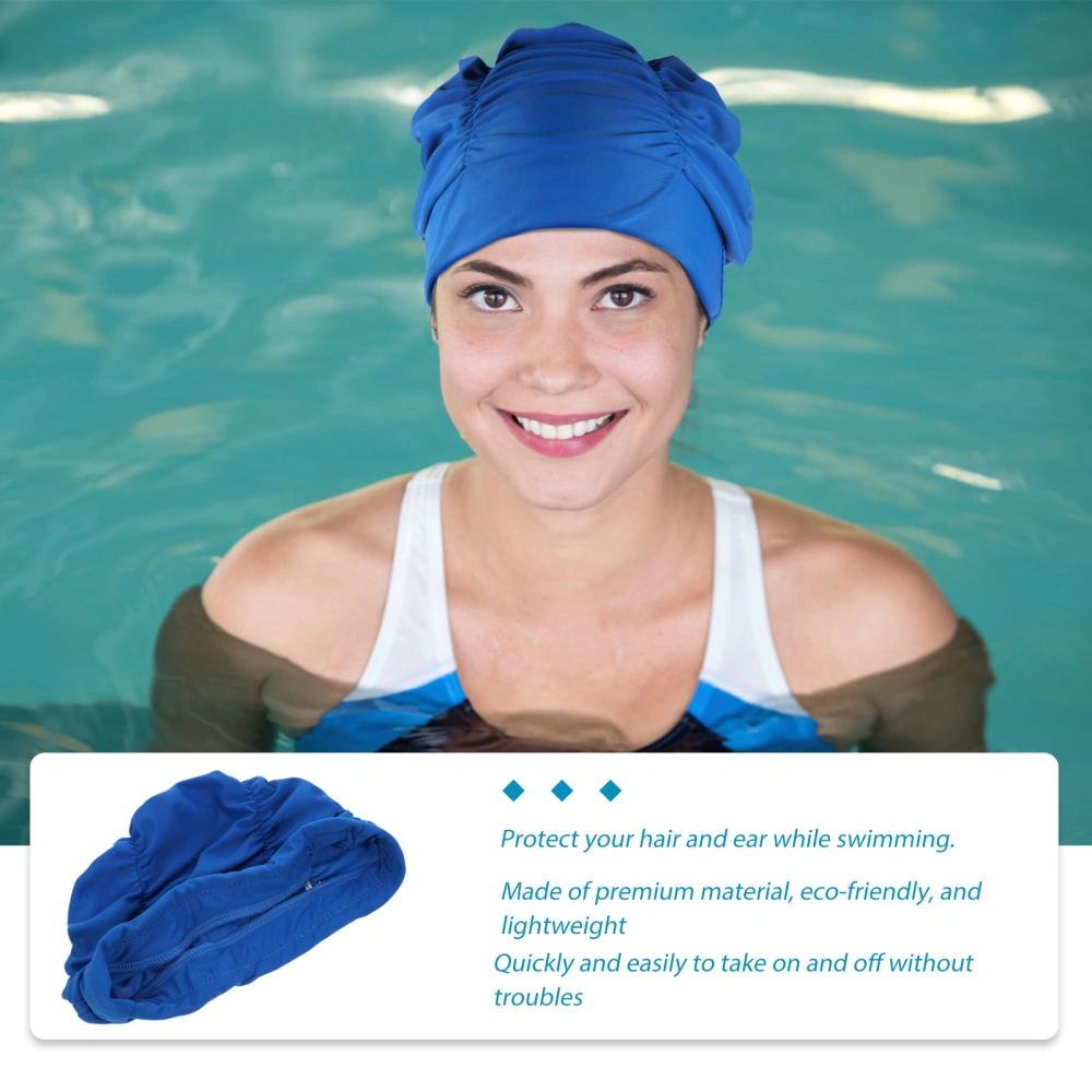 1pc Women Swim Waterproof Pleated Swim Swimming Ear Protector for Swimming (Royalblue)