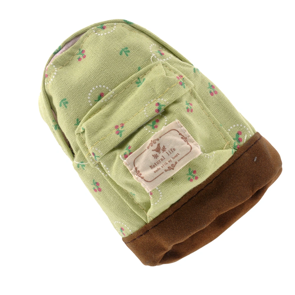 Mini Backpack Flower Coin Bag Wallet Hand Pouch Purse Key Chain Keyring (Green)