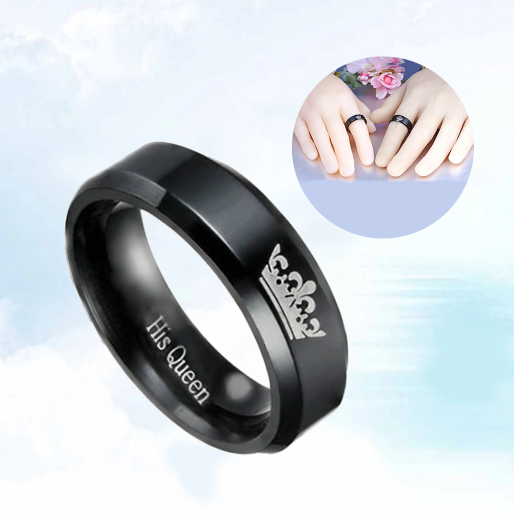 Couples Ring Titanium Steel Crown Stainless Steel Lover Rings Finger Ring for Wedding Promise Jewelry Size 7 (His Queen)