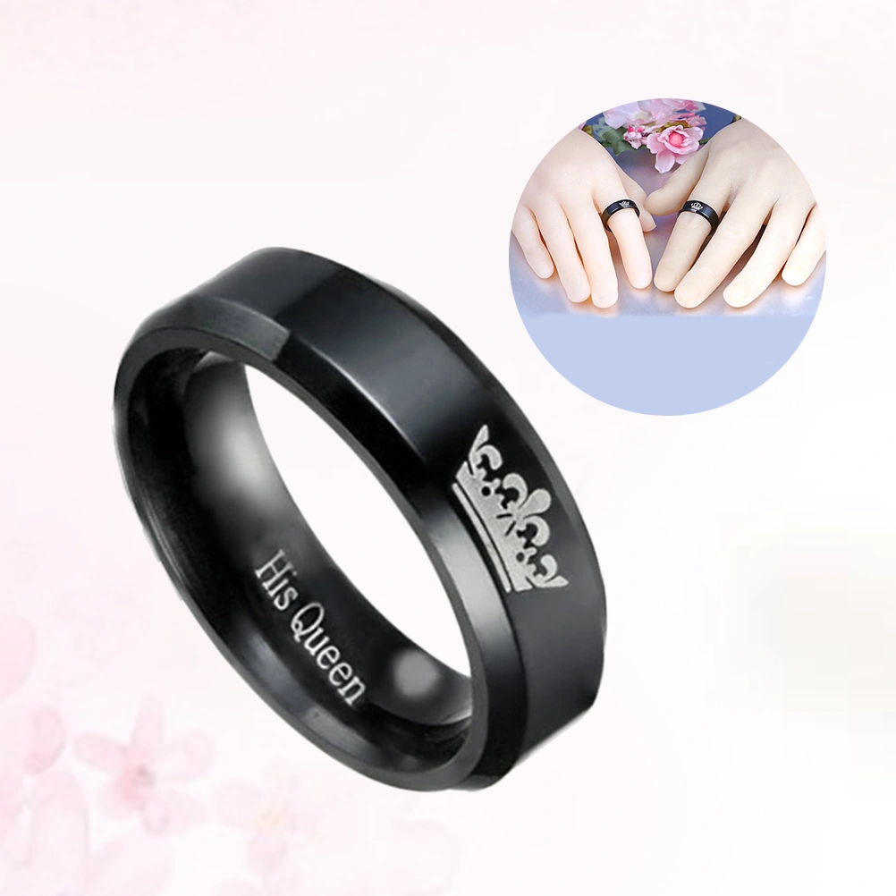 Couples Ring Titanium Steel Crown Stainless Steel Lover Rings Finger Ring for Wedding Promise Jewelry Size 7 (His Queen)