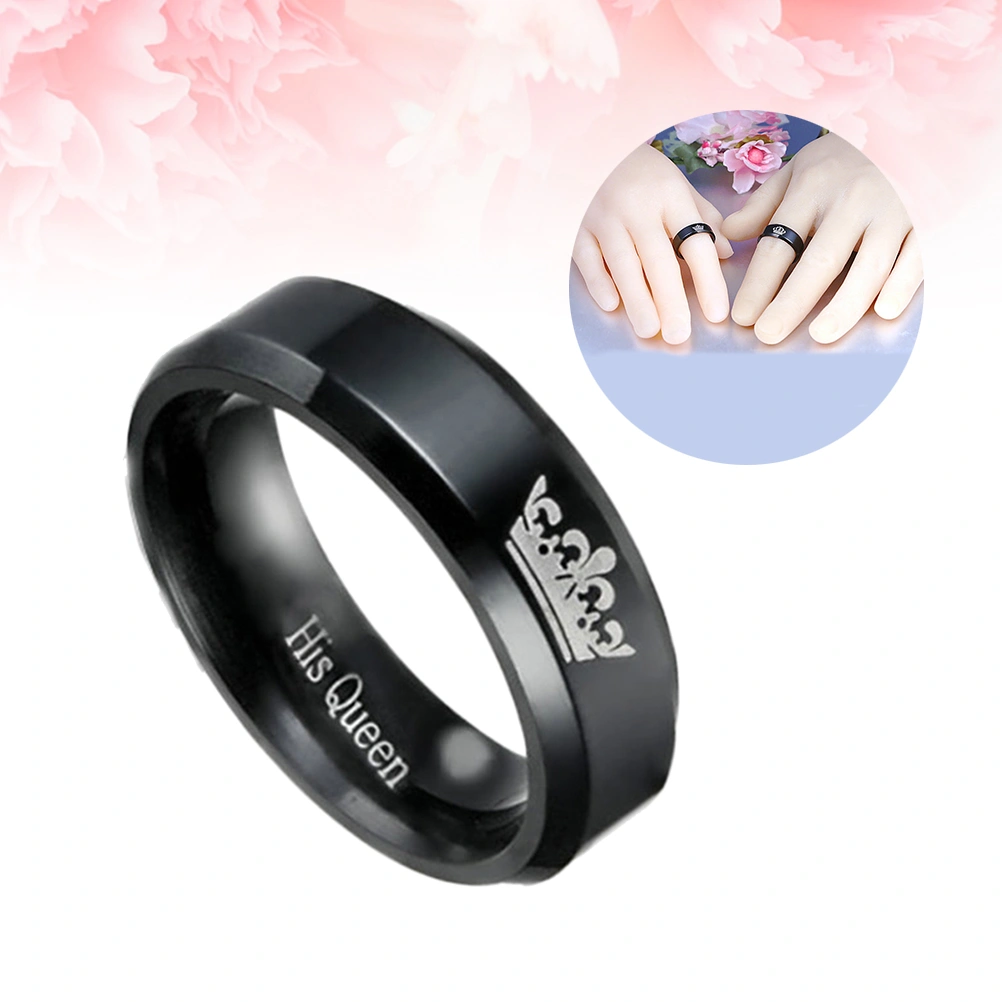 Couples Ring Titanium Steel Crown Stainless Steel Lover Rings Finger Ring for Wedding Promise Jewelry Size 7 (His Queen)