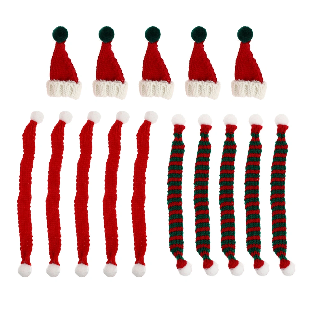 15Pcs Christmas Mini Santa Hat Wine Bottle Cover Christmas Miniature Scrarves