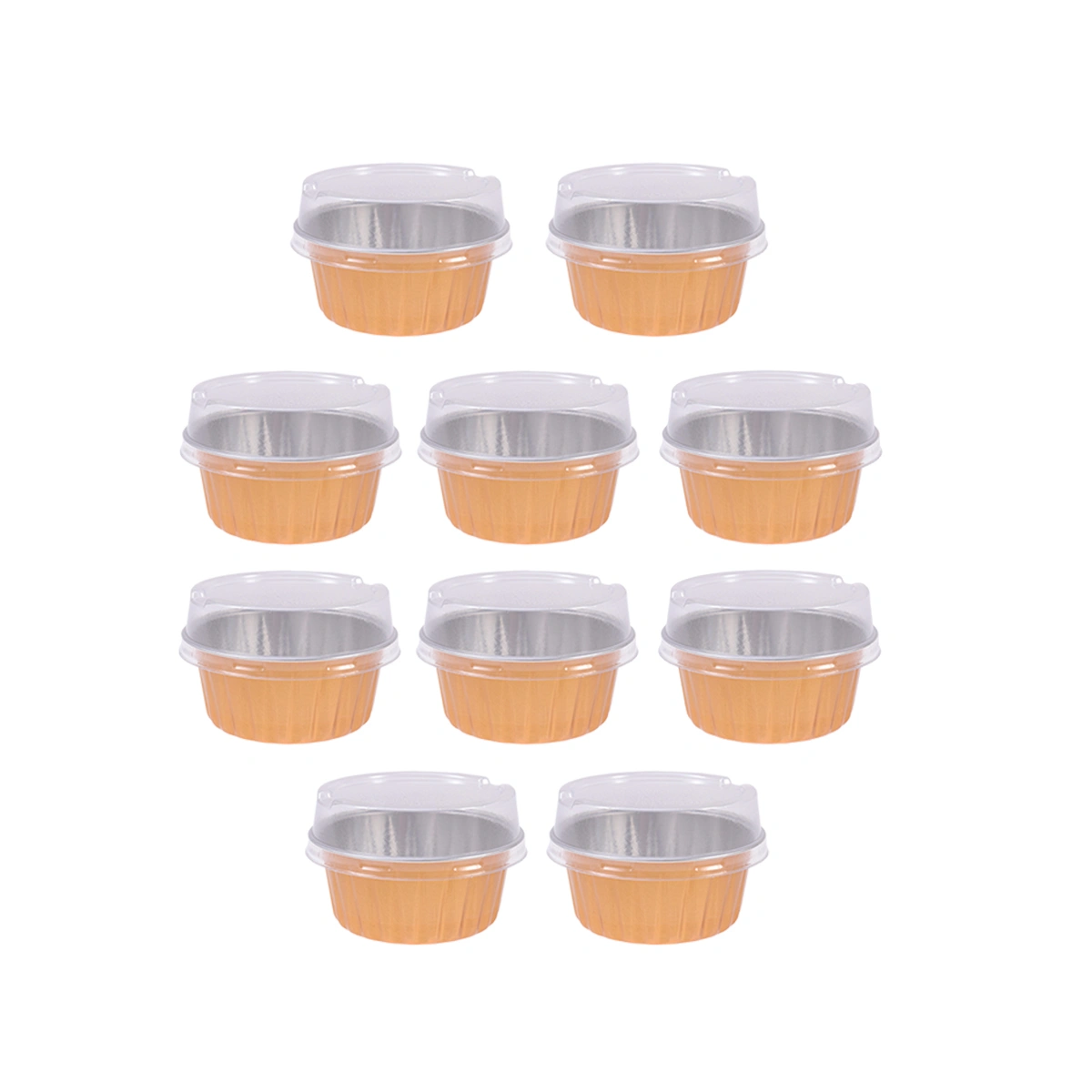 10Pcs 125ml Aluminum Foil Baking Cup Heat Resistant Cake Cups Pastry Muffin Molds Cupcake Liners Ramekins for Dessert Kitchen (Golden)