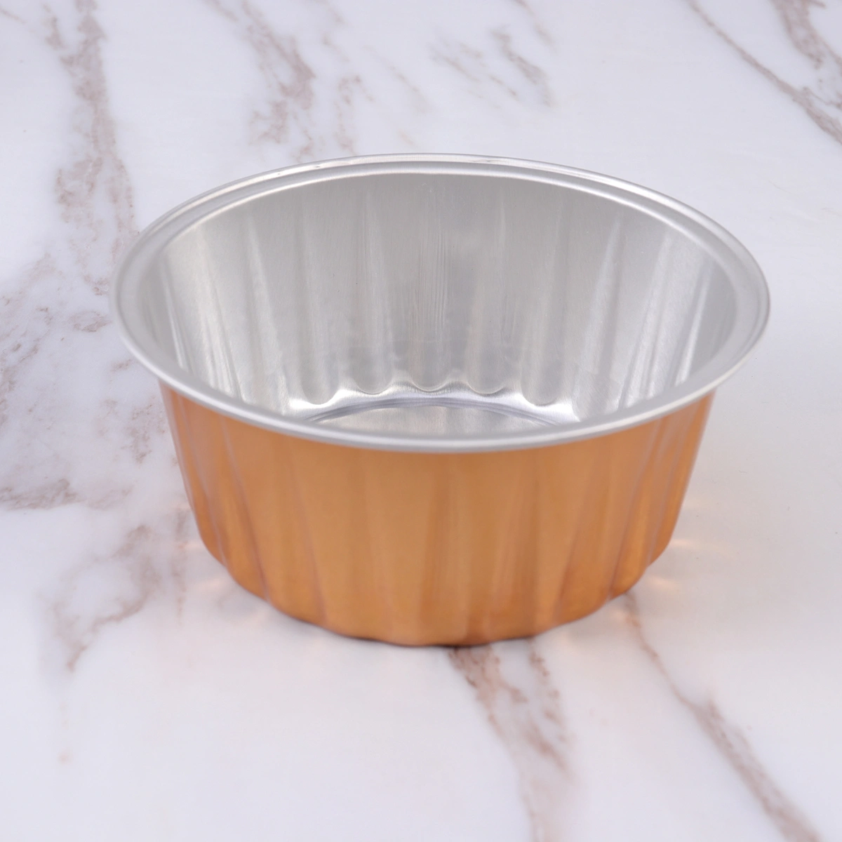 10Pcs 125ml Aluminum Foil Baking Cup Heat Resistant Cake Cups Pastry Muffin Molds Cupcake Liners Ramekins for Dessert Kitchen (Golden)