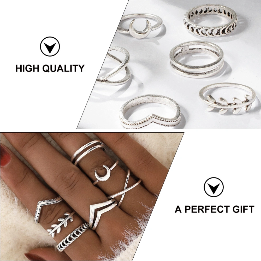 7Pcs Simple Fashion Finger Ring Creative Vintage Ring Versatile Finger Decor