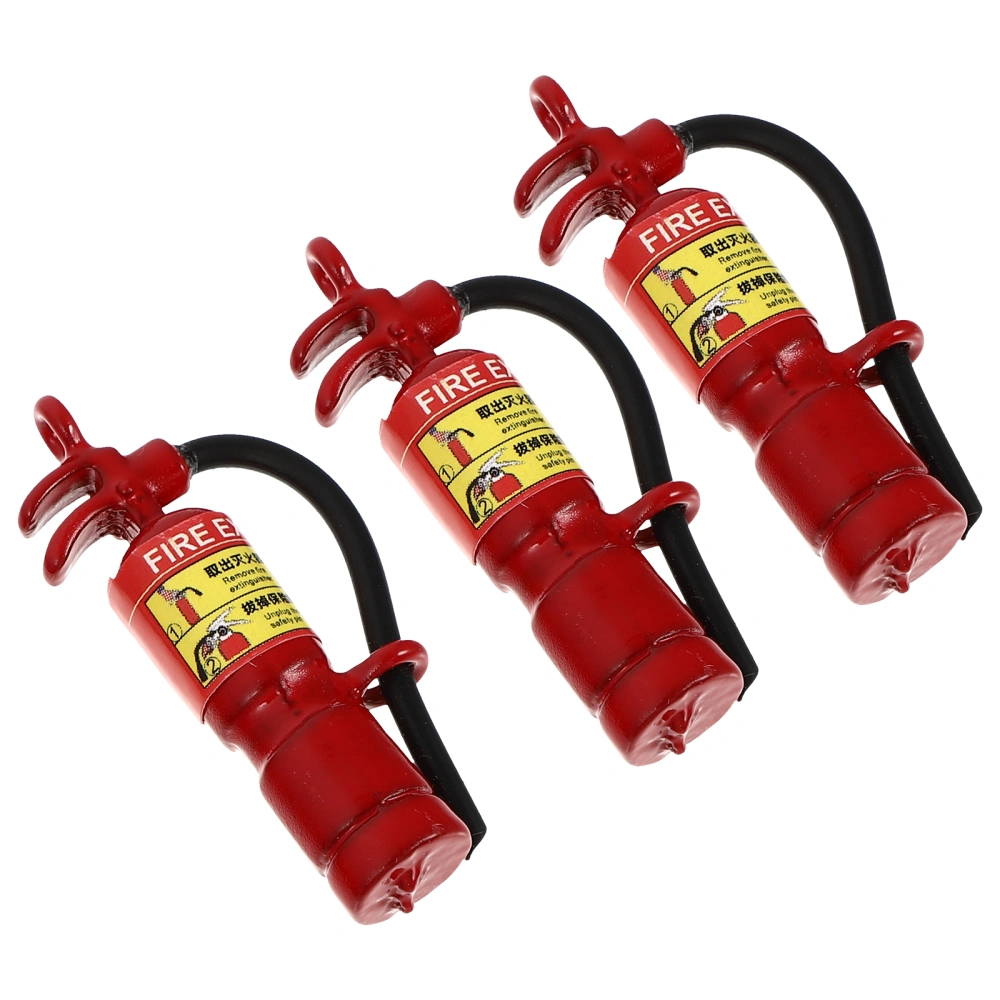 3Pcs Mini Fire Extinguisher Models Doll House Landscaping Decor DIY Alloy Pendants