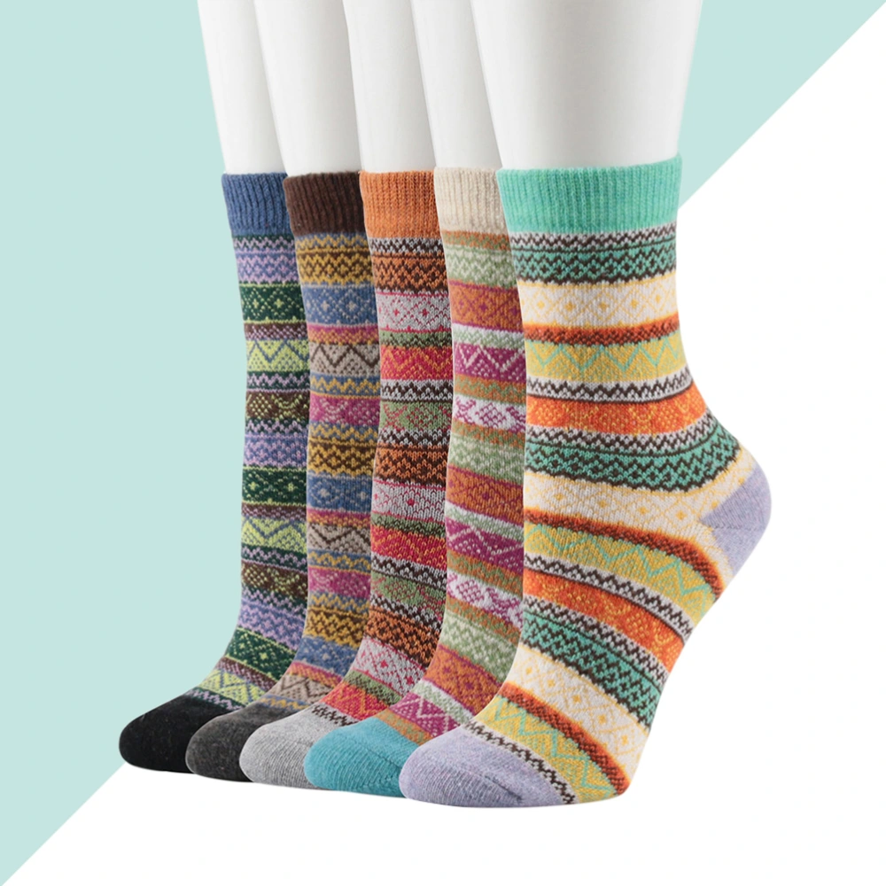 5 Pair of Winter Wool Socks Female Cool Style Design Socks