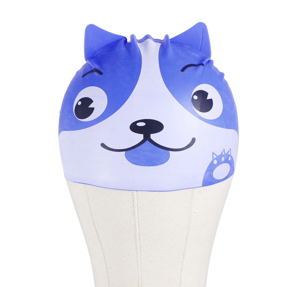 Kids Unisex Waterproof Silicone Cartoon Swimming Dog Animal Swimming Hat for Boys Girls - Dark Blue (6)