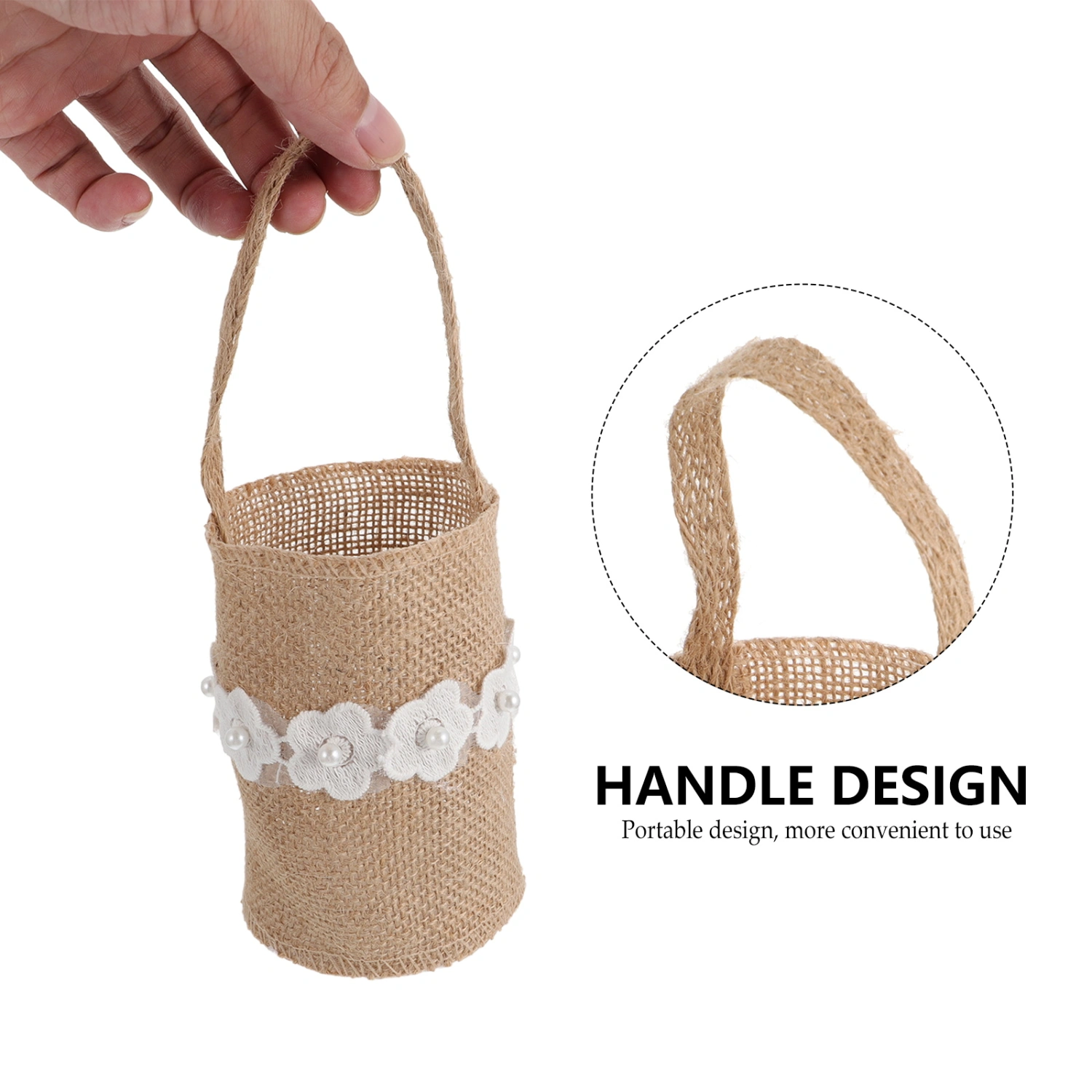 2pcs Flower Girl Basket Wedding Flower Girl Basket with Ribbon Decoraiton