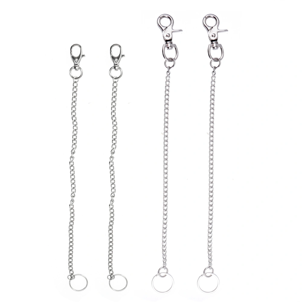 4Pcs Metal Alloy Safety Chain Metal Key Chain Long chain Waist Hanged Key Chain for Men Silver