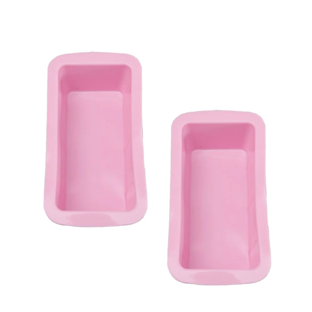 2pcs DIY Rectangular Cake Mold Pan Silicone Baking Mold Toast Mold Cake Sandwich Box for Mousse Cake Bread (Pink)