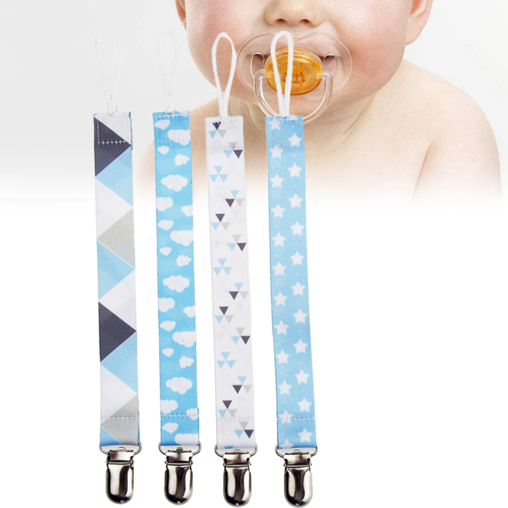 4pcs Infant Baby Boy Girl Pacifier Clip Soother Teething Toy Strap Leash Holder (Pattern 7)