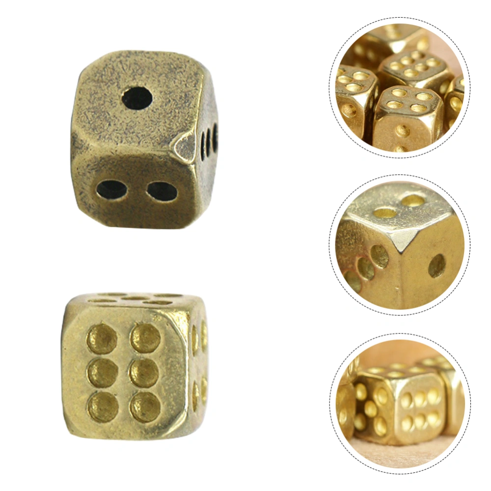 2Pcs Brass Dice Pure Copper Dice Bar Supplies Playing Game Tool (Random Style)