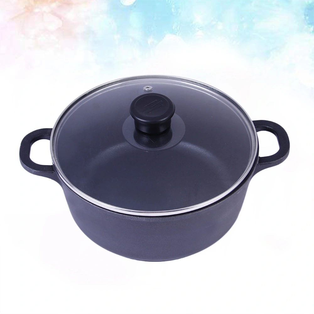 Black 22cm Delicate Cooking Pot Multi-function Aluminum Pot Instant Noodle Pot Two Handle Soup Cookware for Home Kitchen Restaurant