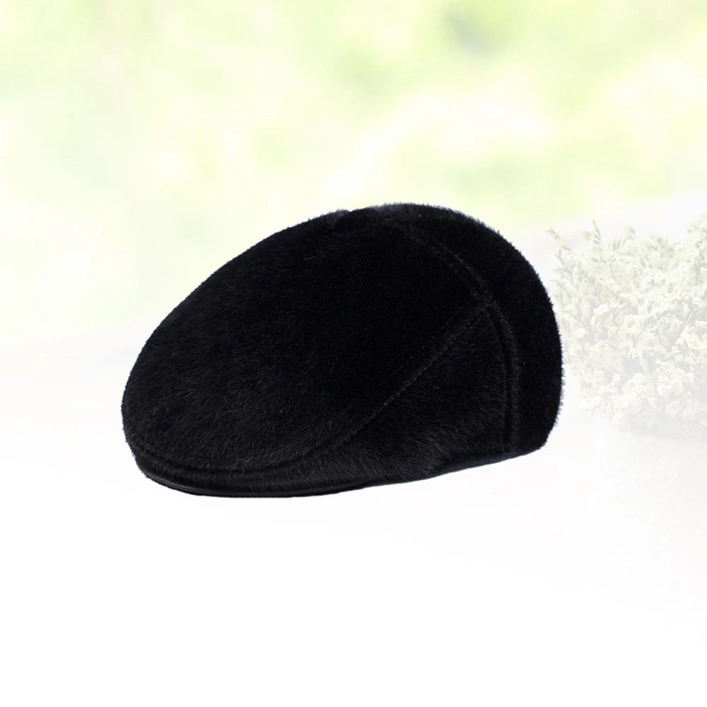 Black Male Vintage Berets Cotton Hat Warm Casual Beanie Father Gift for Autumn Winter - Size L