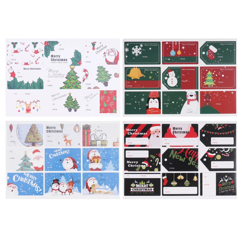 24 Sheets Christmas Themed Sticker Self Adhesive Label Paper Cartoon Gift Tags Decals for Kids