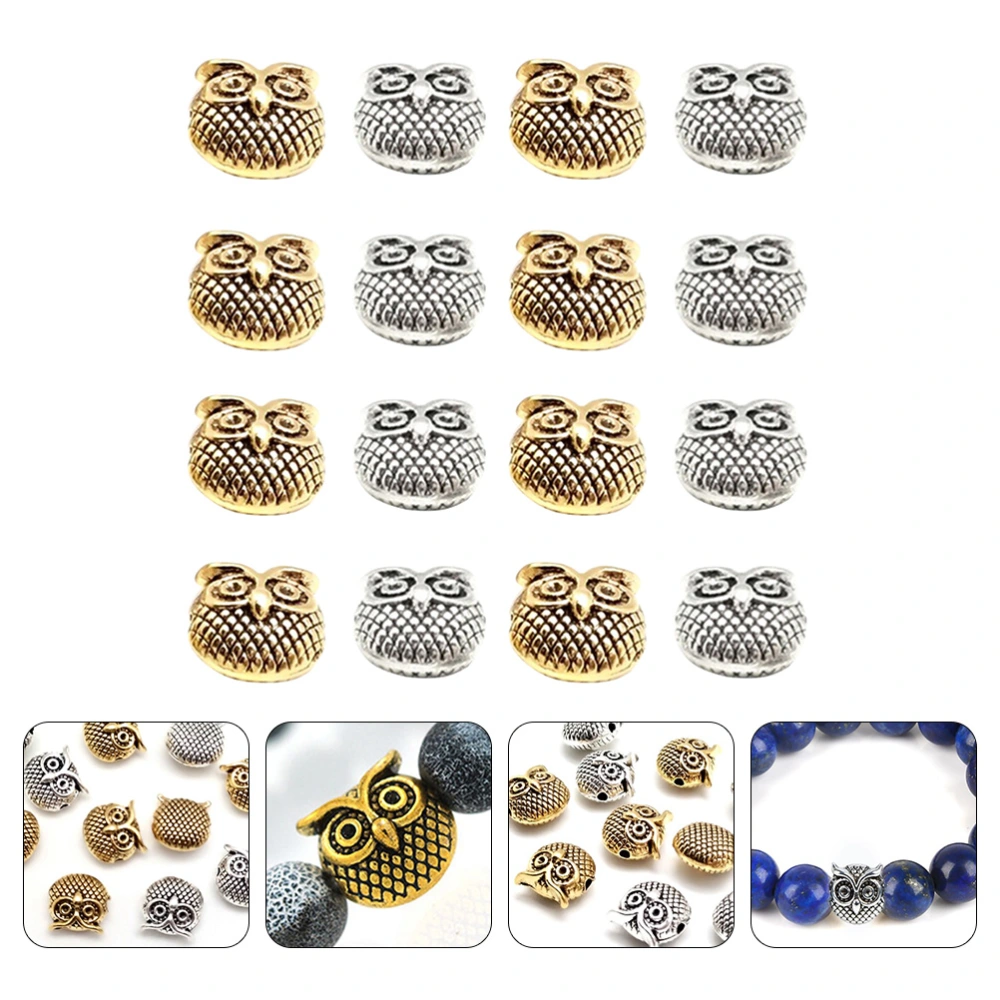 30Pcs Owl Loose Beads DIY Spacer Beads Jewelry Making Charms Connectors