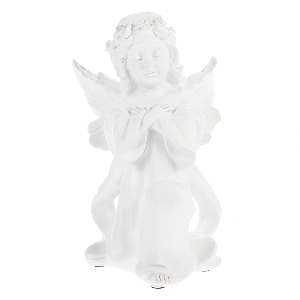 1pc Resin Angel Ornament Decorative Desktop Decoration Home Decor (White)